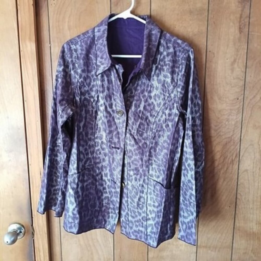 Purple Reversible Lightweight Jacket | Plain & Animal Print | Women’s Size L